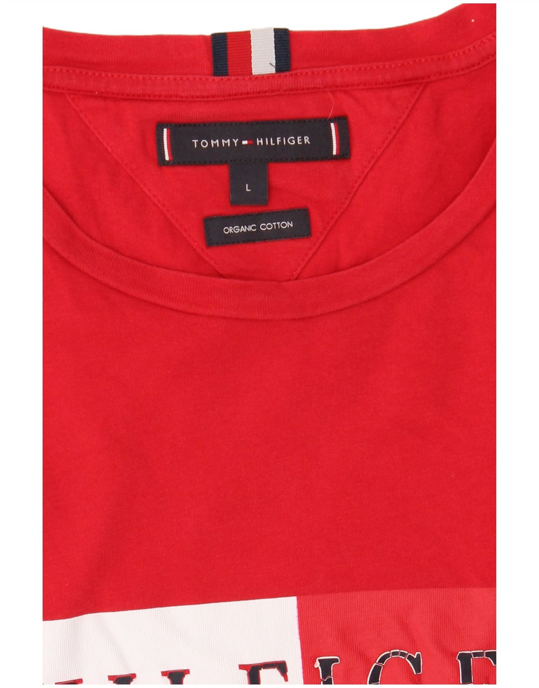 Tommy Hilfiger Herre Grafisk T-Shirt Top Stor Rød Colourblock Bomuld