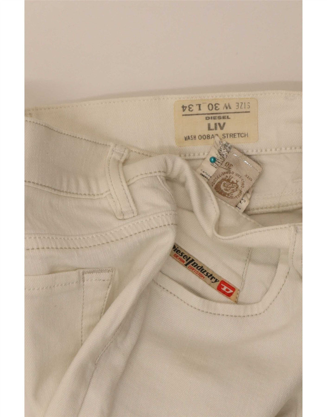 Diesel Dame Liv Slim Jeans W30 L34 Hvid Bomuld