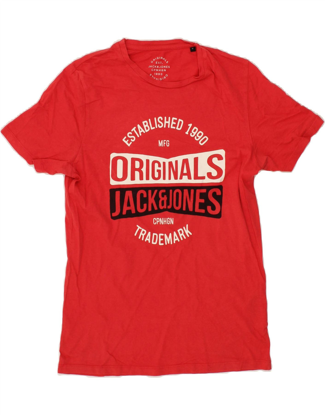 JACK & JONES Mens Graphic T-Shirt Top Medium Red Cotton Vintage Jack & Jones and Second-Hand Jack & Jones from Messina Hembry 