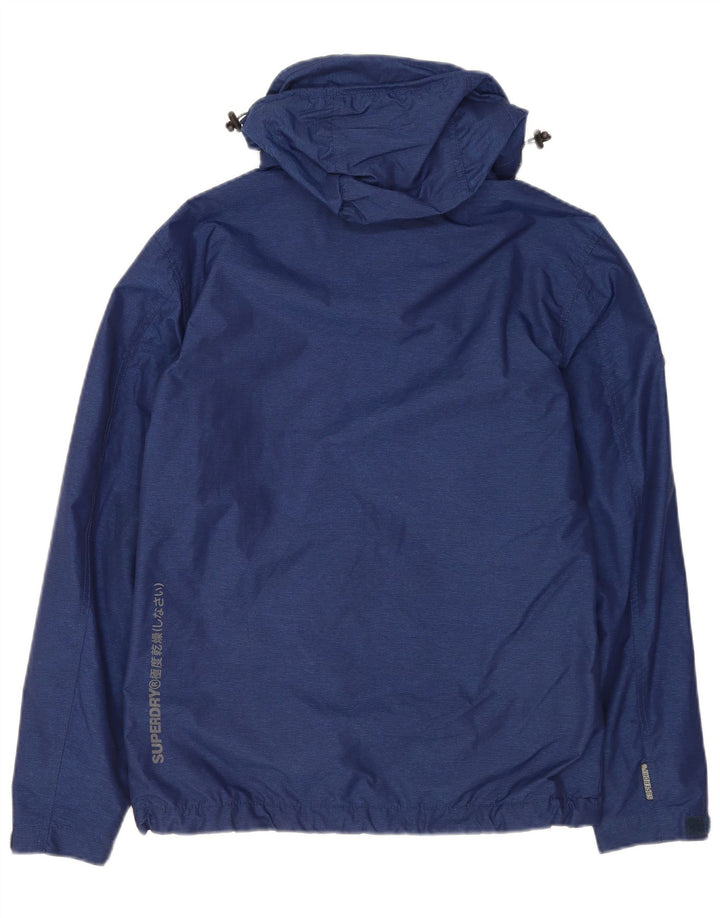 Superdry Windbreaker-jakke med hætte til mænd UK 36 Lille marineblå polyester