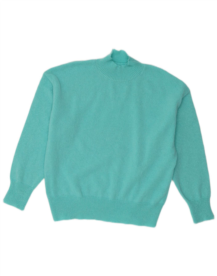 Vintage Dame Oversized Turtle Neck Jumper Sweater UK 14 Medium Turkis