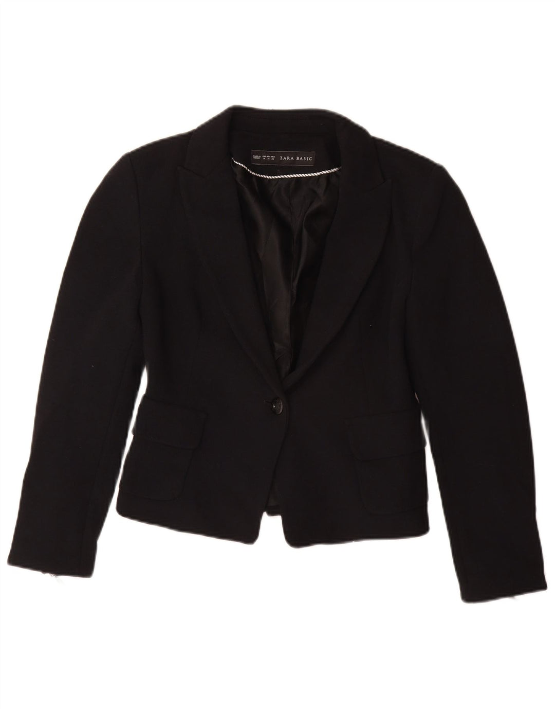 ZARA Dame 1 Knap Blazer Jacket UK 12 Medium Sort