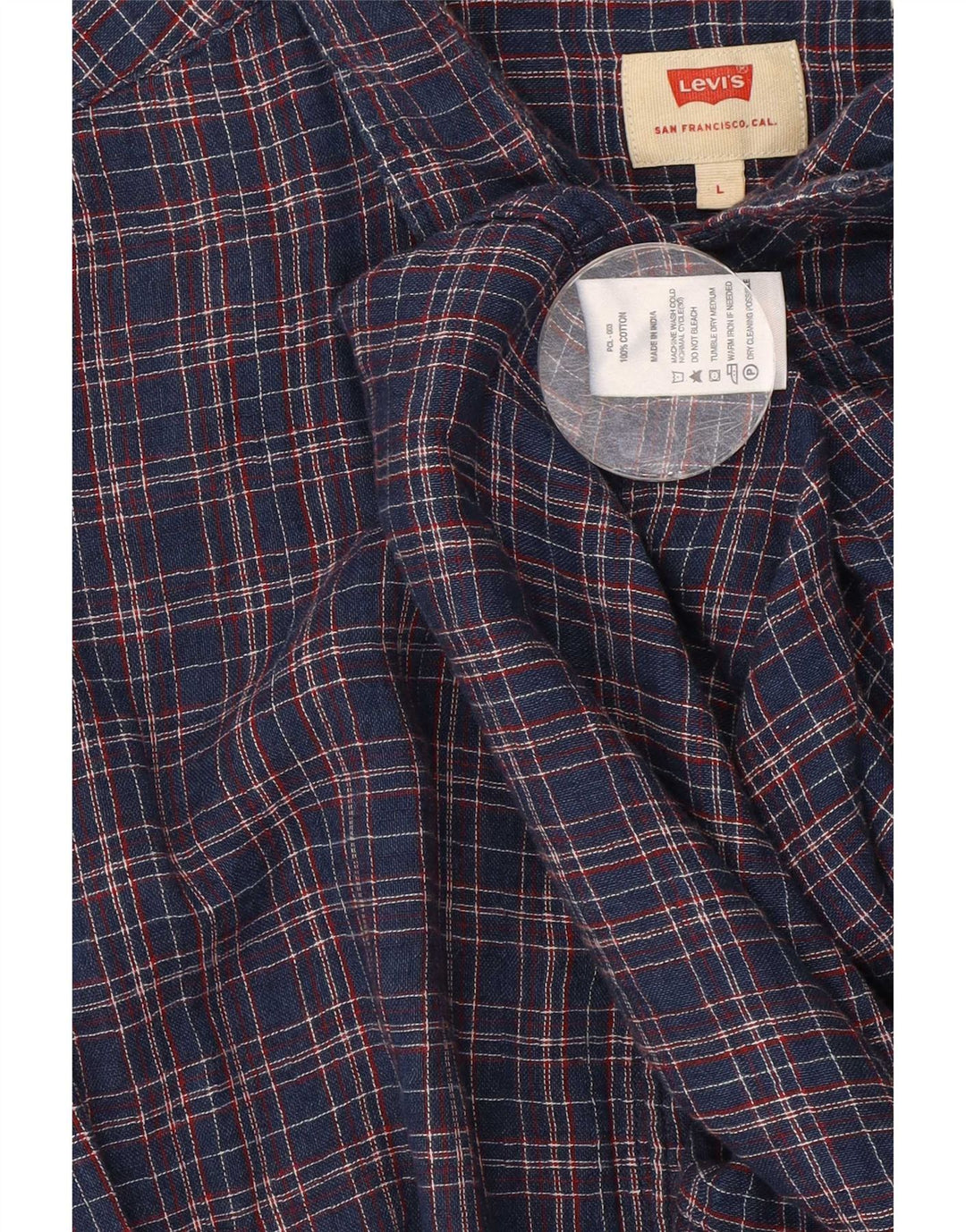 Levi's Herre Slim Fit skjorte Stor marineblå ternet bomuld
