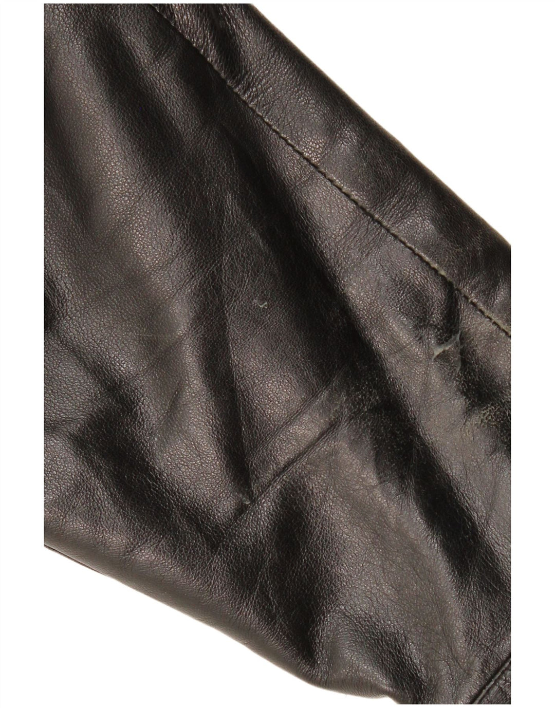 SCHILD Herre Militær Læderjakke UK 40 Stor Sort Læder