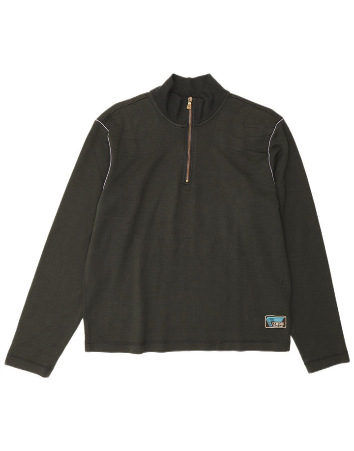CALVIN KLEIN JEANS Dame Pullover med lynlås-hals Træningsdragt Top UK 18 XL Khaki