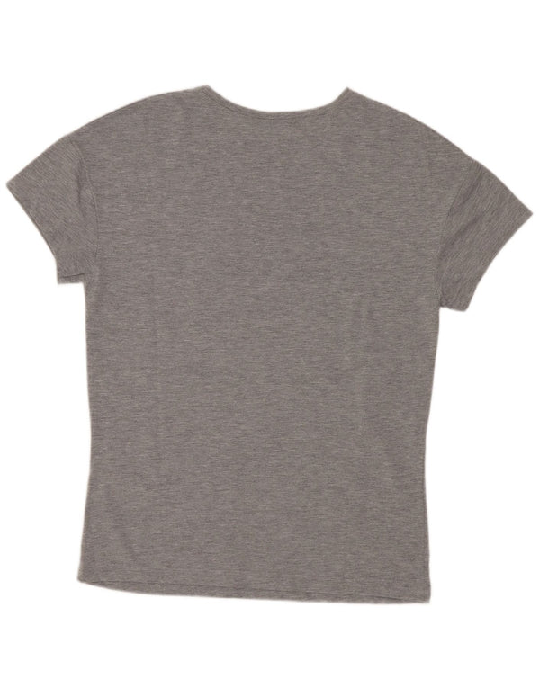 Zara Grafisk T-Shirt Top UK 10 Small Grå Flecked Polyester
