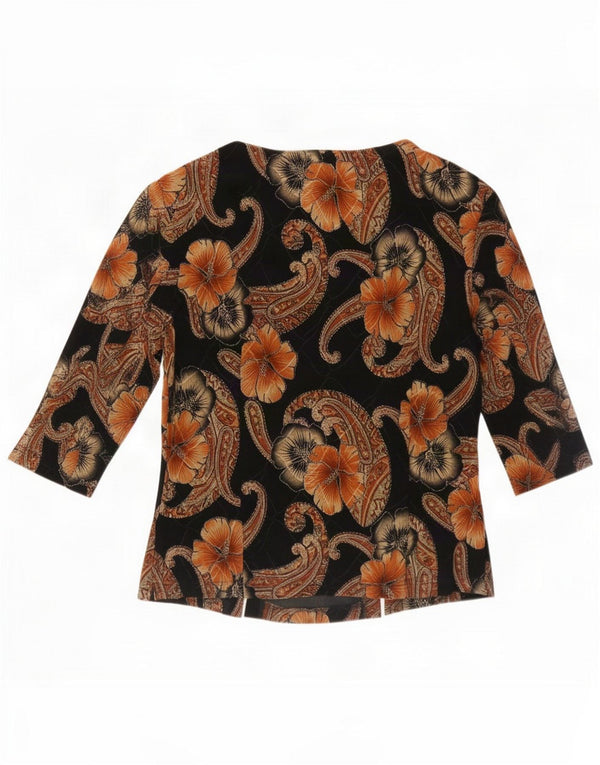 Hermann Lange Dame 3/4 ærmet bluse Top EU 38 Medium Black Floral