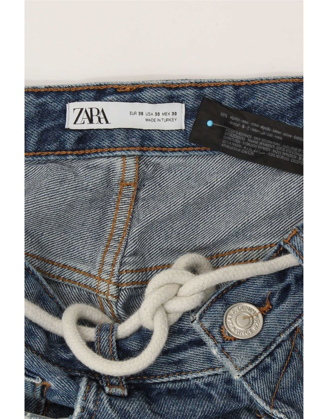 Zara Herre Distressed Denim Shorts EU 38 Small W30 Blue Cotton