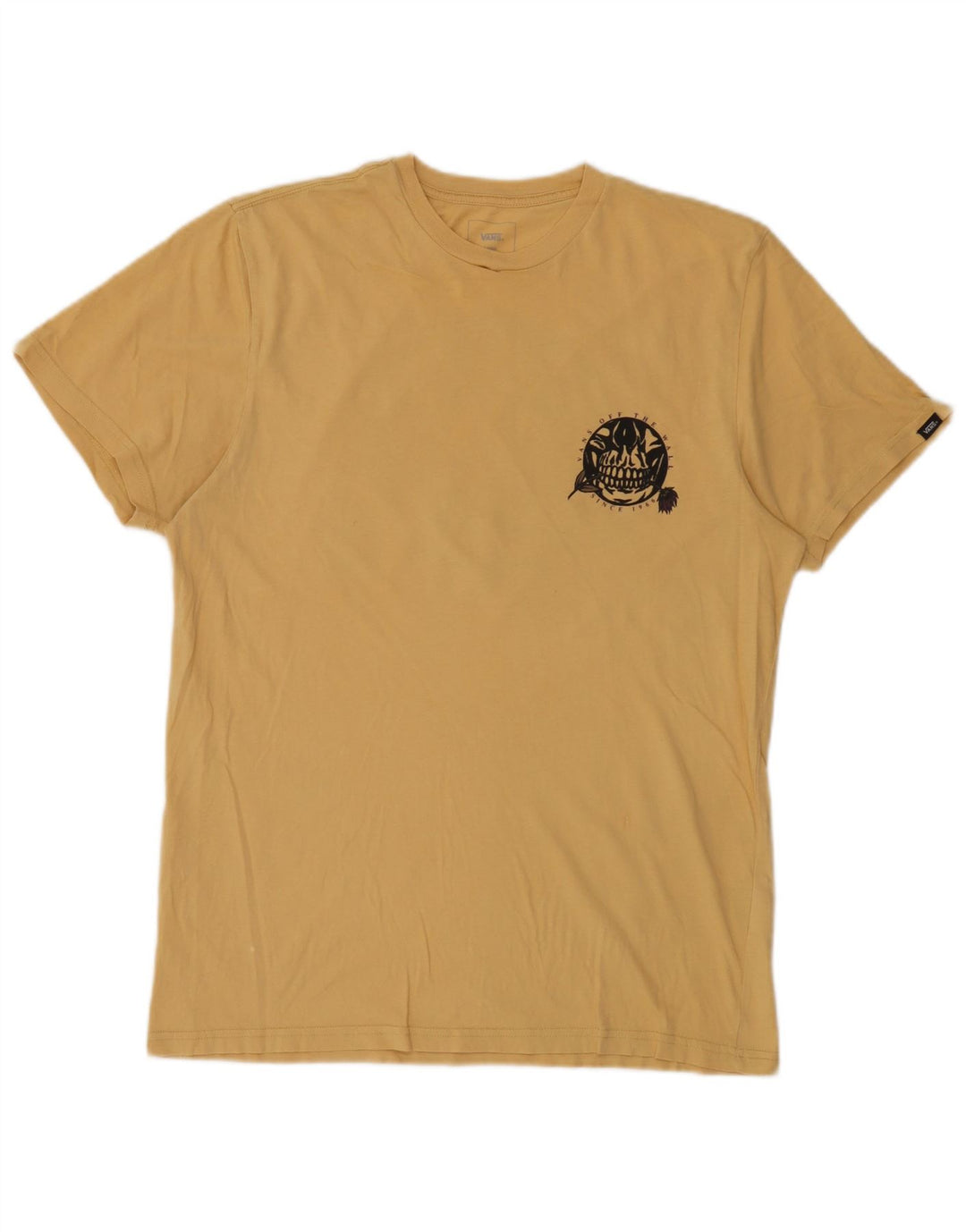 Vans Herre Custom Fit Grafisk T-Shirt Top Stor Gul Bomuld