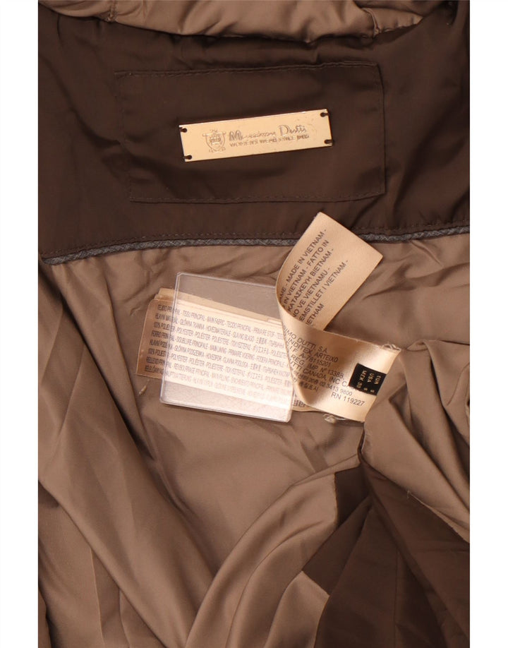 MASSIMO DUTTI Dame hætte polstret frakke UK 10 Lille brun polyester