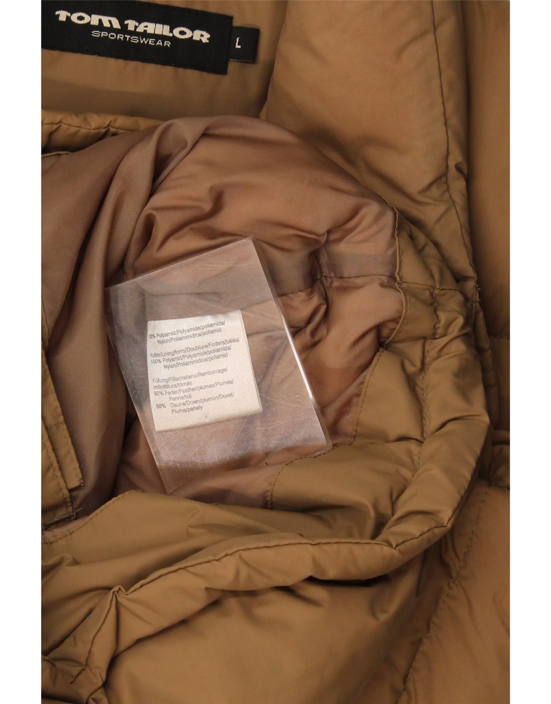 Tom Tailor Herre Polstret Gilet UK 40 Stor Beige Polyamid