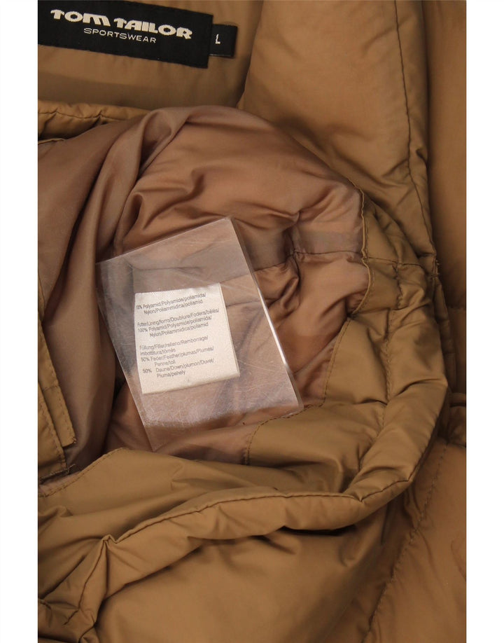 Tom Tailor Herre Polstret Gilet UK 40 Stor Beige Polyamid