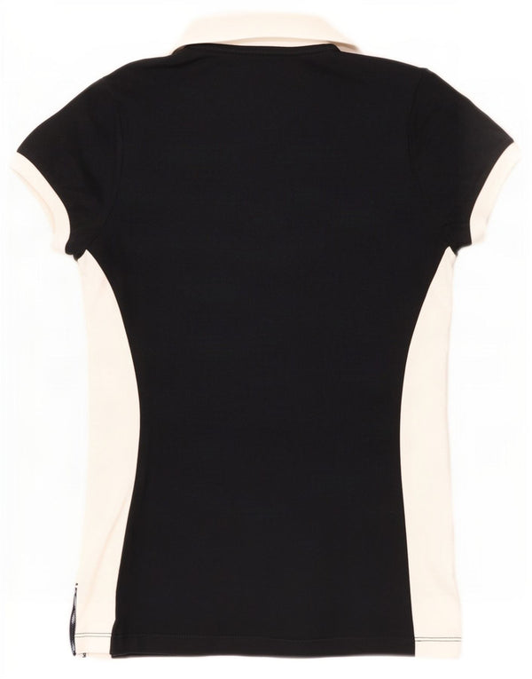 Calvin Klein Dame Polo Shirt UK 6 XS Sort Colourblock Bomuld
