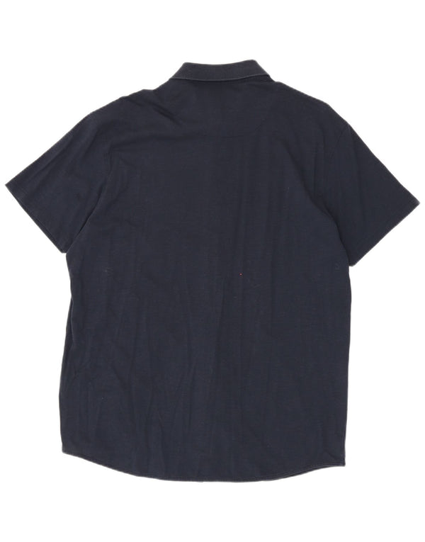 Harmont & Blaine Herre Kortærmet Regular Fit skjorte 3XL Navy Blue Cotton