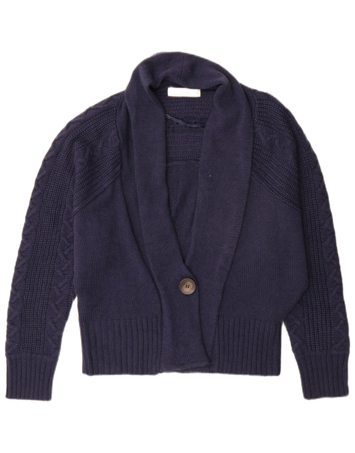 Zara Dame Oversized Cardigan Sweater UK 12 Medium Navy Blue Akryl
