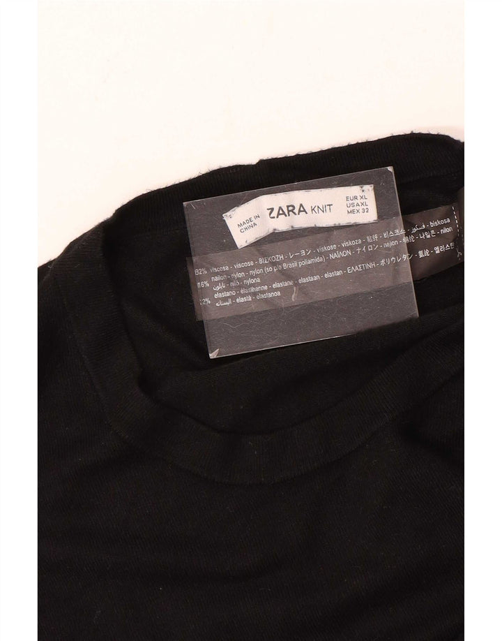 Zara dametrøjetrøje med rund hals DK 14 Medium Sort viskose
