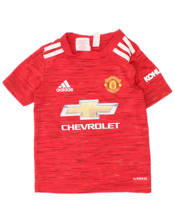 Adidas Boys Manchester United Grafisk T-Shirt Top 2-3 år Rød Flecked