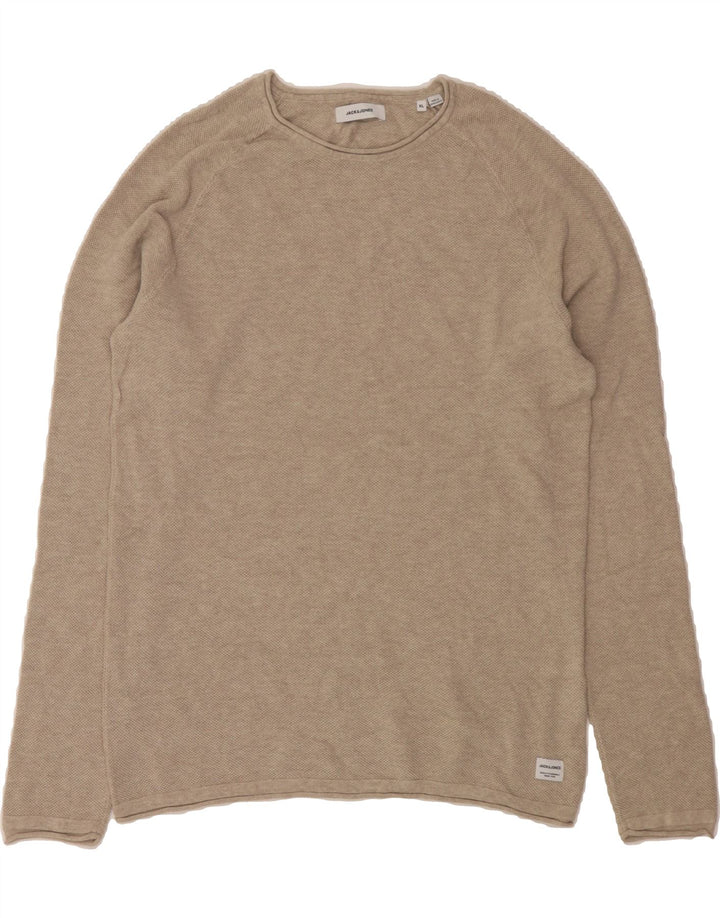 JACK & JONES Mens Crew Neck Jumper Sweater XL Beige Cotton Vintage Jack & Jones and Second-Hand Jack & Jones from Messina Hembry 
