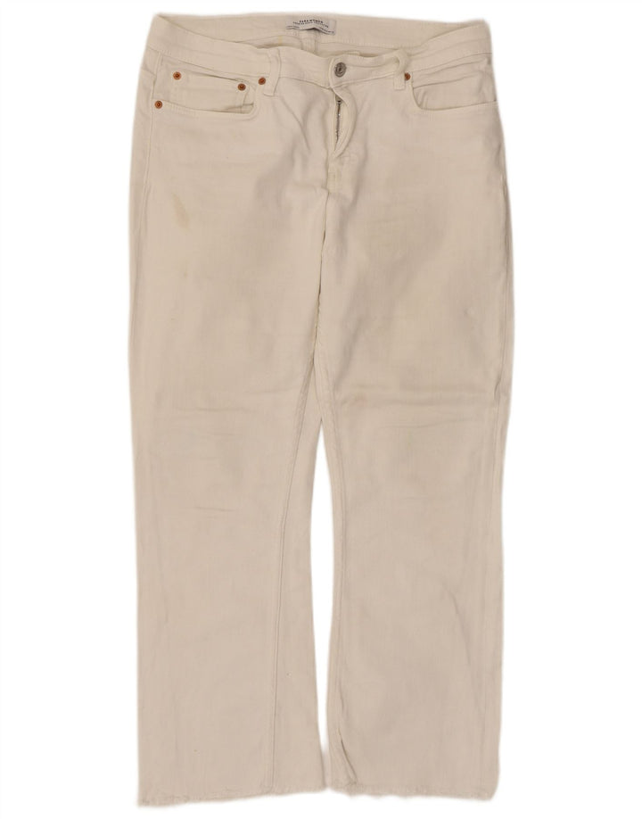 ZARA Dame Cropped Jeans EU 40 Medium W30 L25 Hvid Bomuld