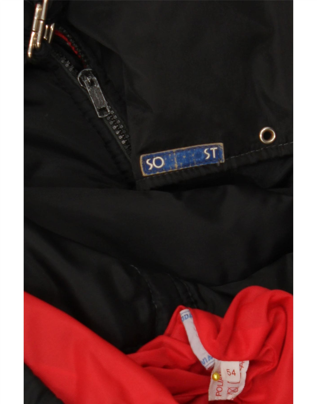 VINTAGE Herre Windbreaker Jacket IT 54 2XL Sort Colourblock Polyamid