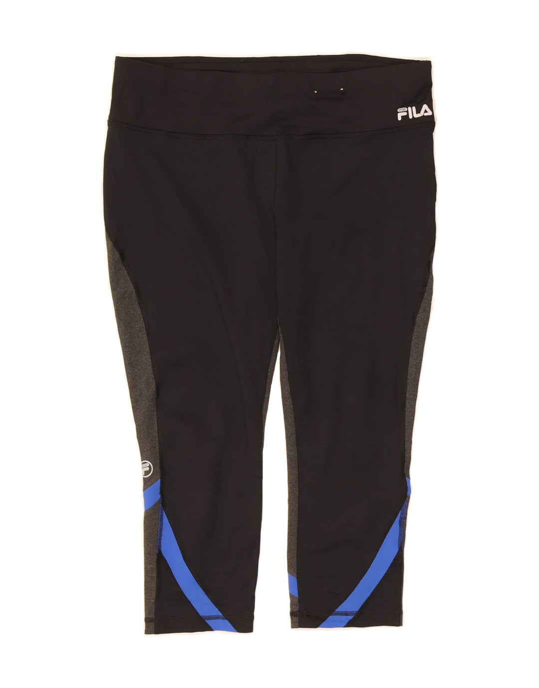 FILA Womens Capri Leggings UK 14 Large  Black Colourblock Polyester Vintage Fila and Second-Hand Fila from Messina Hembry 