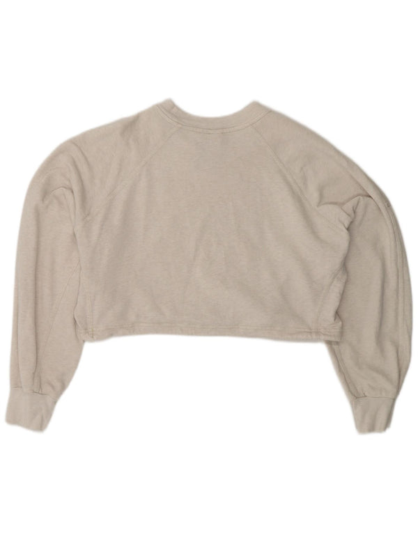 ADIDAS Dame Oversized Crop Sweatshirt Jumper UK 8/10 Small Grey Bomuld