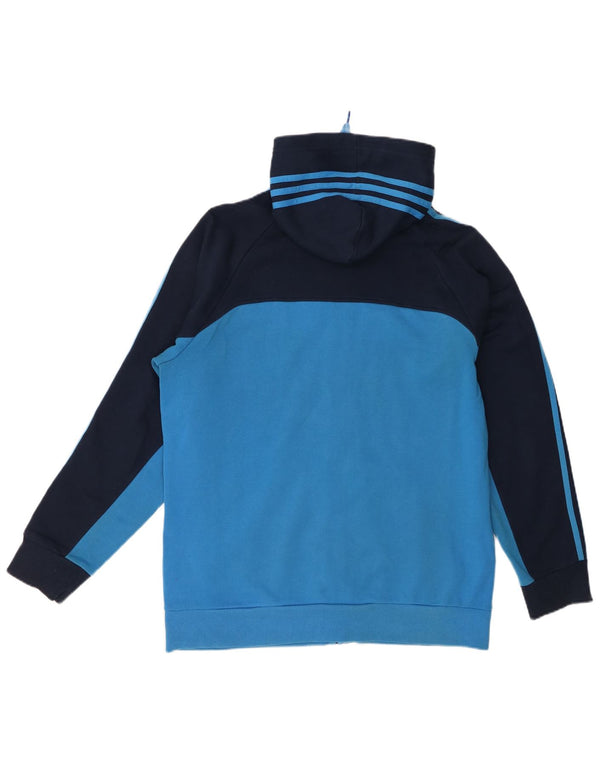 Adidas Hættetrøje med lynlås til mænd Large Blue Colourblock Bomuld