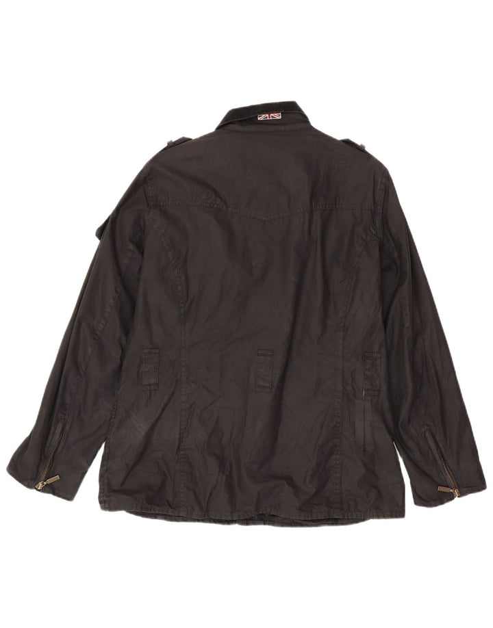 BARBOUR Womens Military Waxed Cotton Jacket UK 14 Large Black
