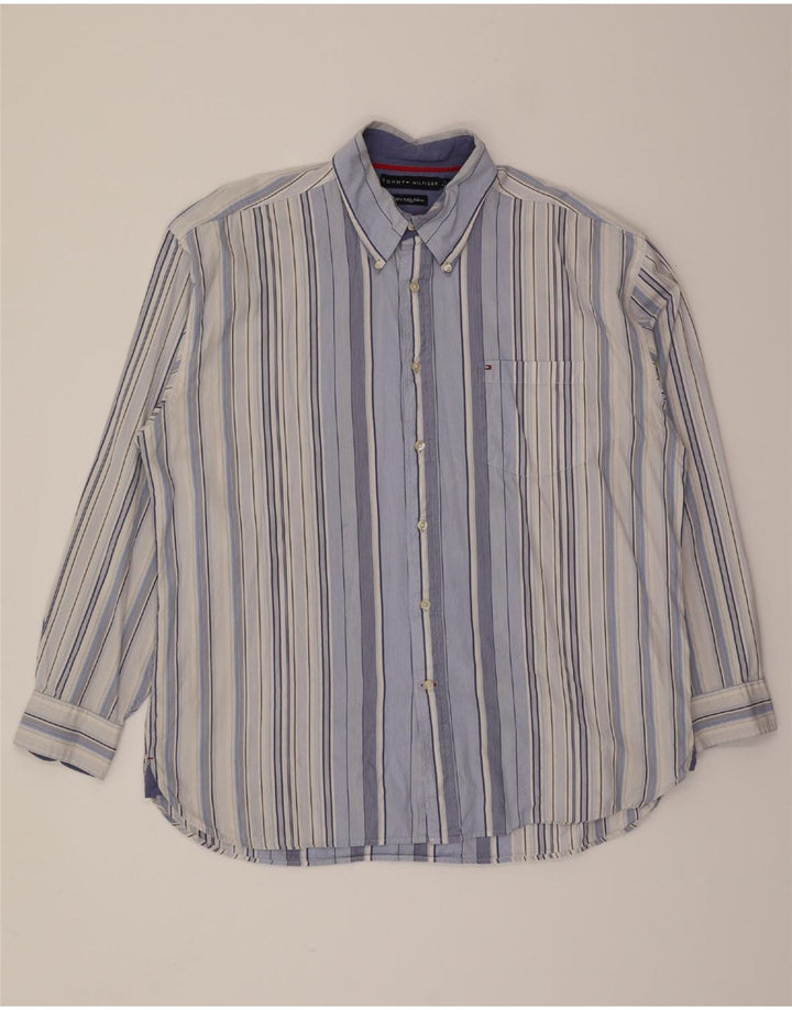 TOMMY HILFIGER Mens Shirt XL Blue Striped Vintage Tommy Hilfiger and Second-Hand Tommy Hilfiger from Messina Hembry 