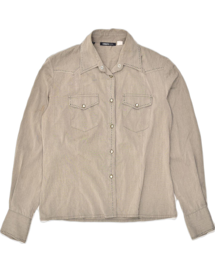 CERRUTI Womens Shirt UK 18 XL Grey Cotton | Vintage Cerruti | Thrift | Second-Hand Cerruti | Used Clothing | Messina Hembry 
