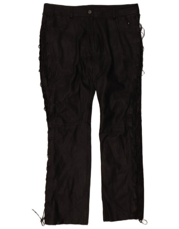 HIGHWAY 1 Lige læderbukser til kvinder EU 46 XL W38 L32 sort læder