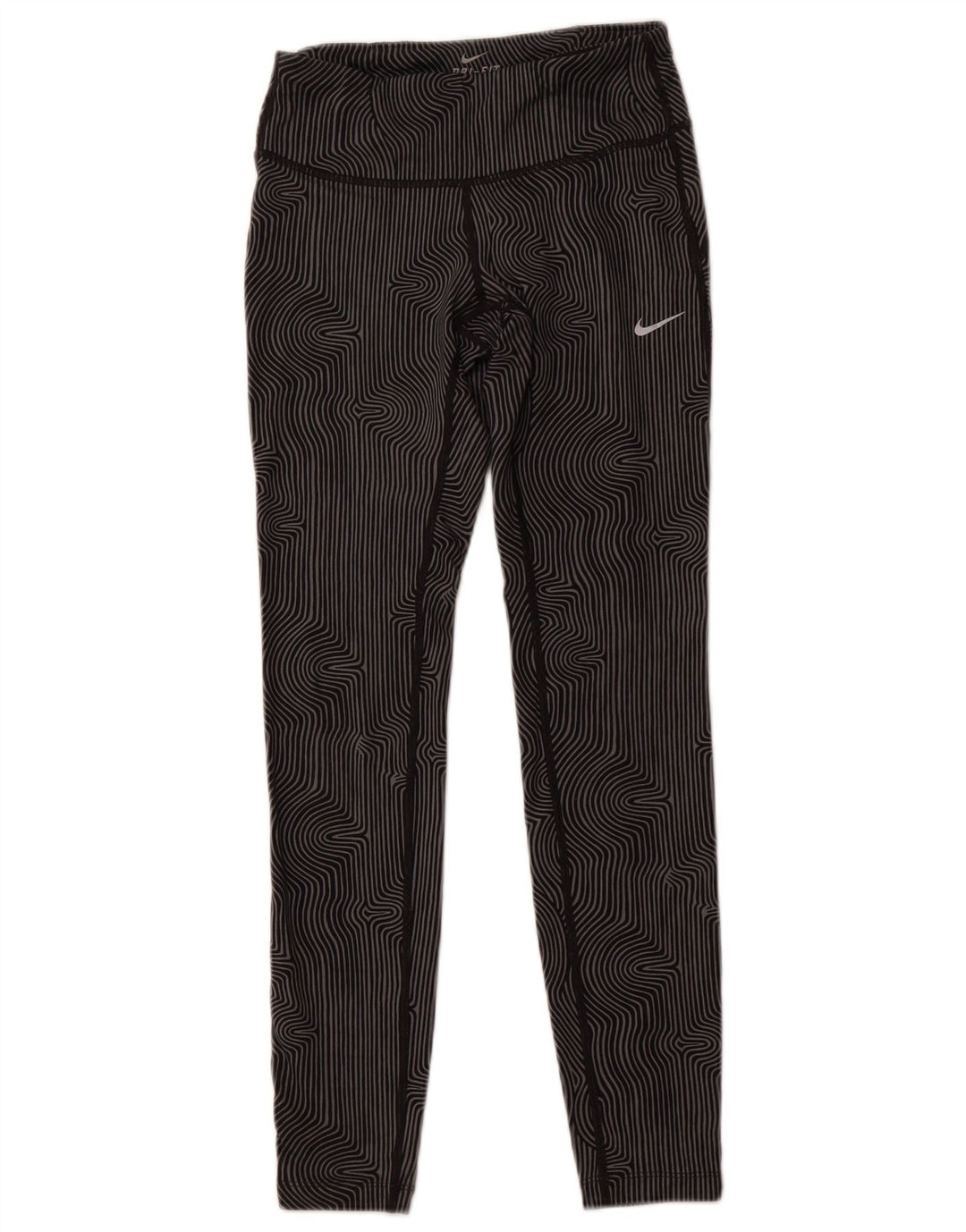 NIKE Dame Dri Fit Leggings UK 6 XS Grå nålestribe