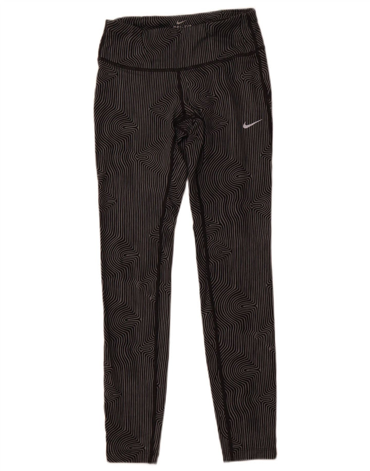 NIKE Dame Dri Fit Leggings UK 6 XS Grå nålestribe