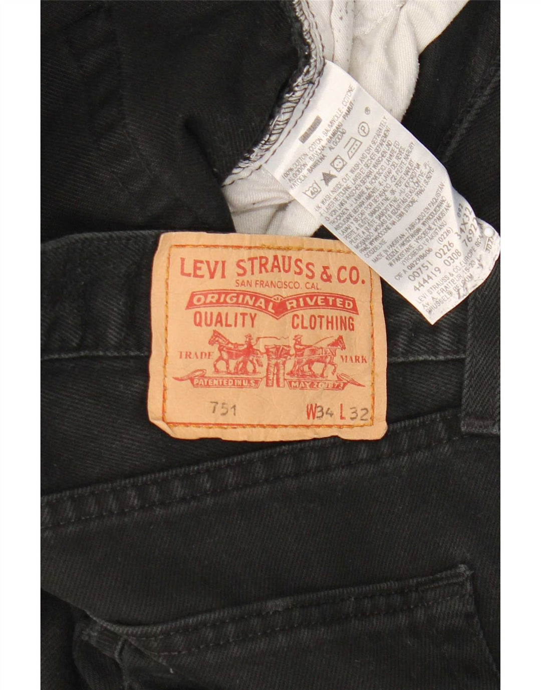 Levi's Herre 751 lige jeans W34 L32 sort bomuld