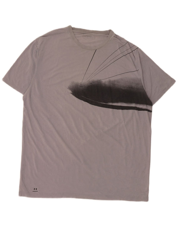 UNDER ARMOUR Herre Heat Gear Grafisk T-Shirt Top XL Grå
