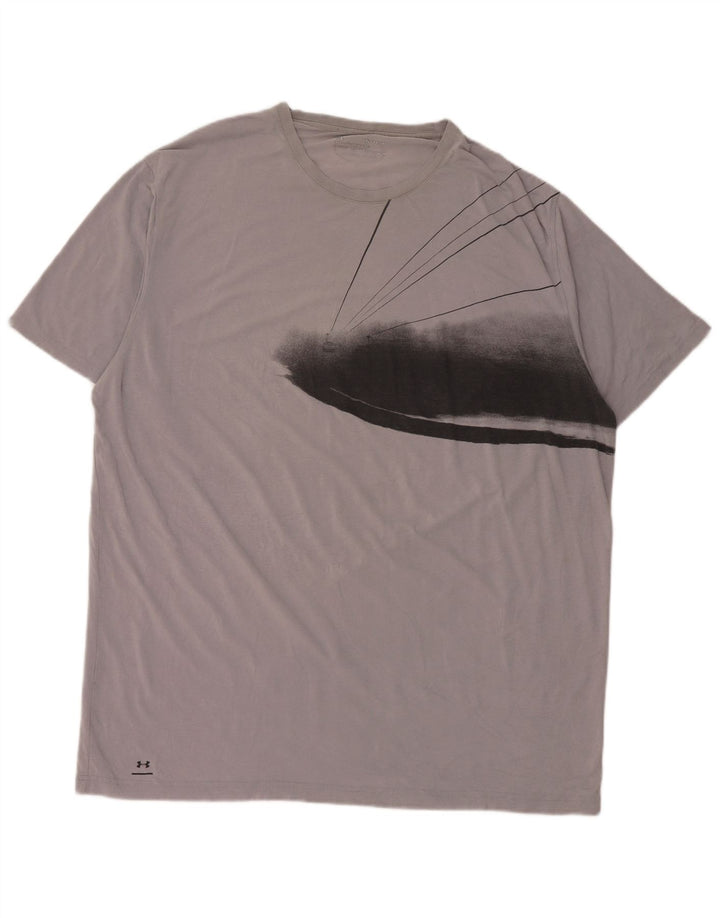 UNDER ARMOUR Herre Heat Gear Grafisk T-Shirt Top XL Grå
