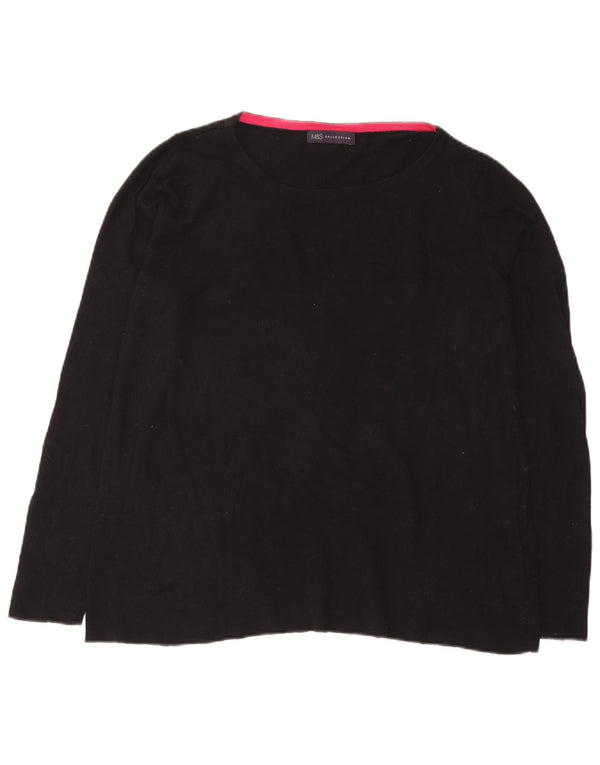 Marks & Spencer Dame Boat Neck Jumper Sweater UK 16 Large Black Bomuld