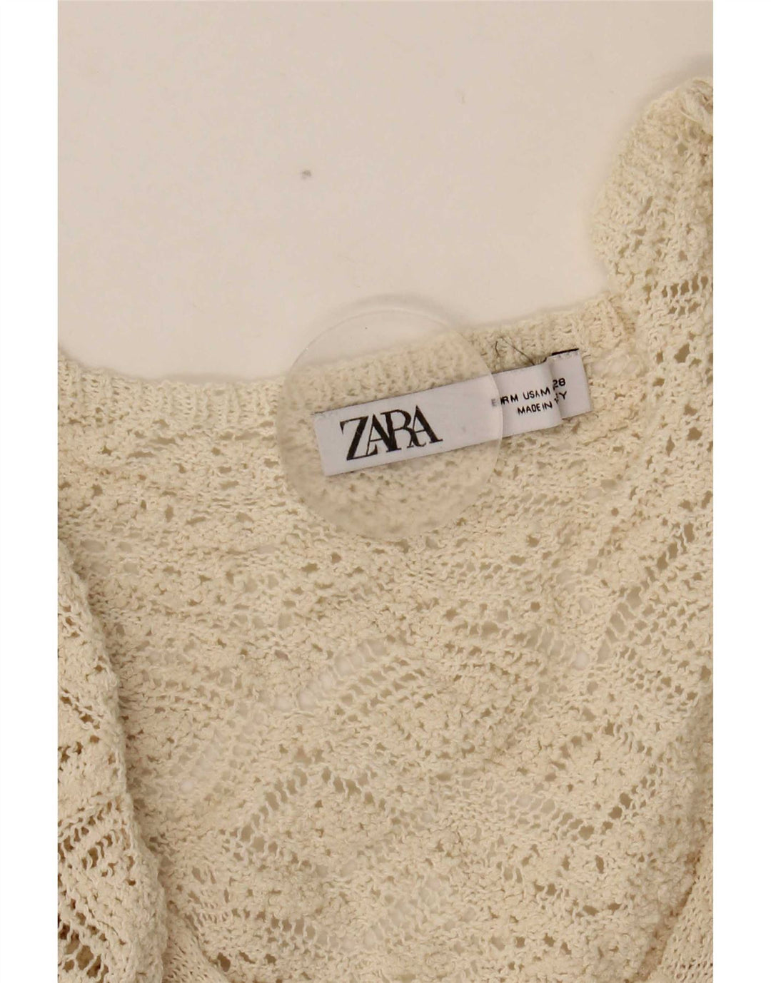 Zara Dame 3/4-ærmet Jumper Dress UK 12 Medium White Polyester