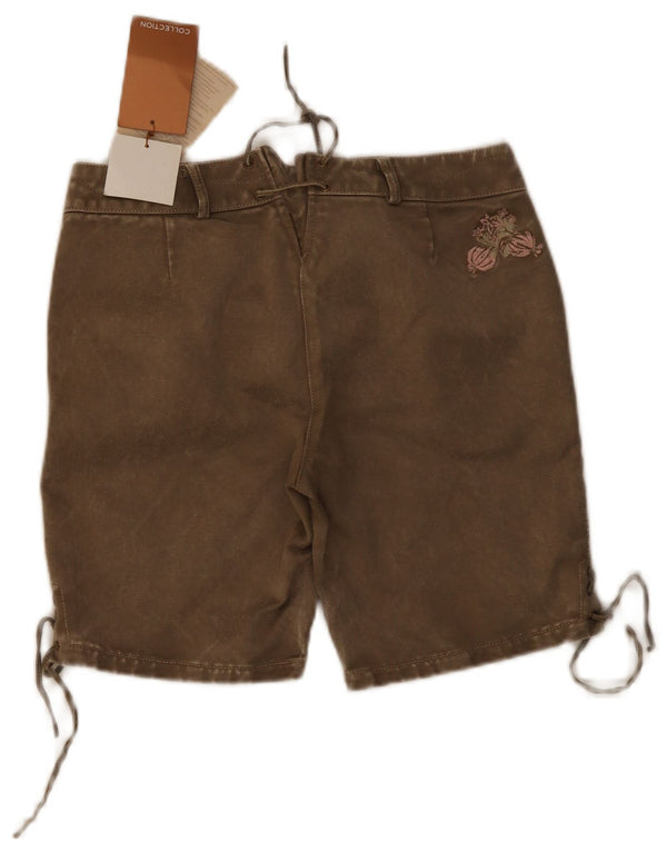 Kruger Kvinder Casual Shorts UK 10 Small W30 Khaki Floral Bomuld