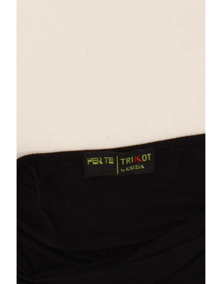 Perte by Krizia Dame Abstrakt mønster Top Langærmet UK 18 XL Sort