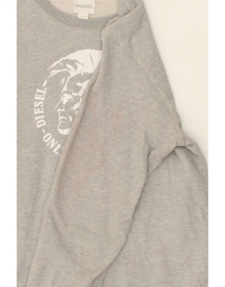 DIESEL Boys Graphic Sweatshirt Jumper 13-14 Years XL Grey Cotton Vintage Diesel and Second-Hand Diesel from Messina Hembry 