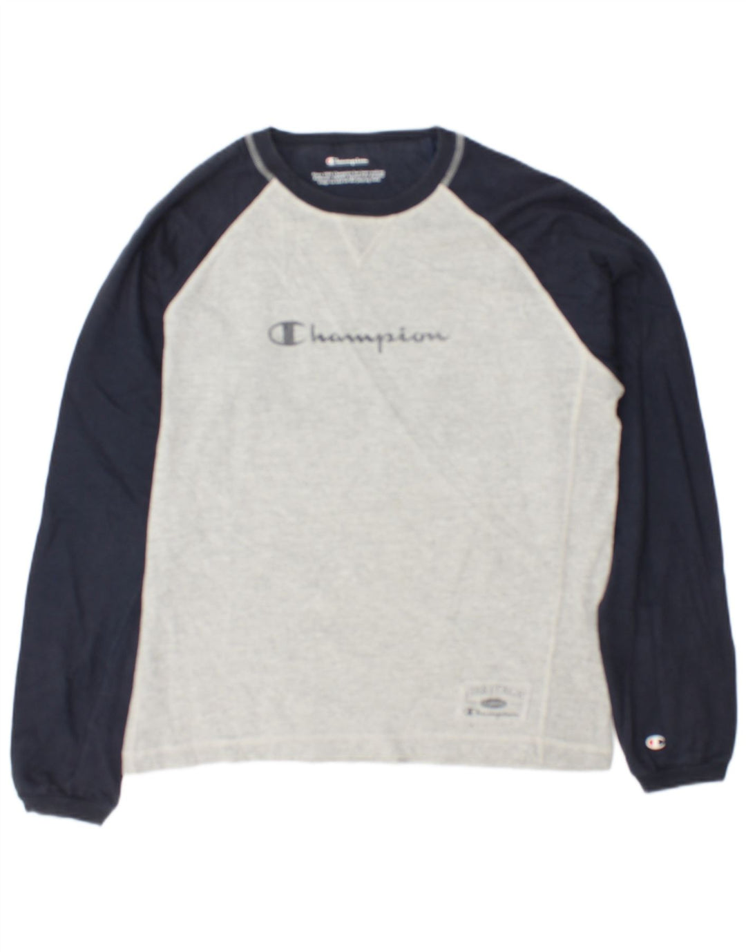 Champion Herre grafisk top Langærmet mellemgrå Colourblock Bomuld