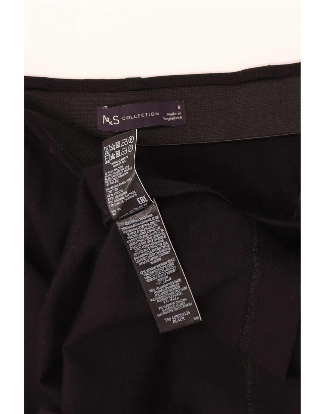 Marks & Spencer Pencil Nederdel til kvinder UK 8 Small W27 Black Viscose