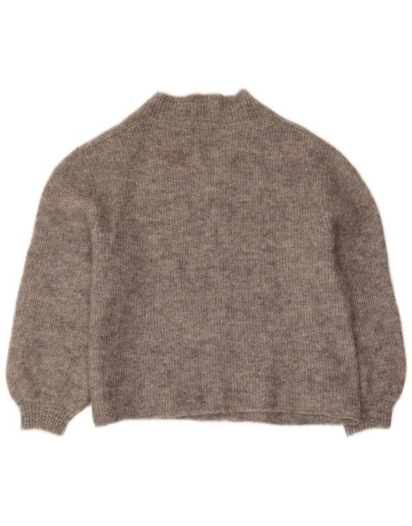 ZARA Womens Crop V-hals sweater UK 14 Medium Grey Flecked