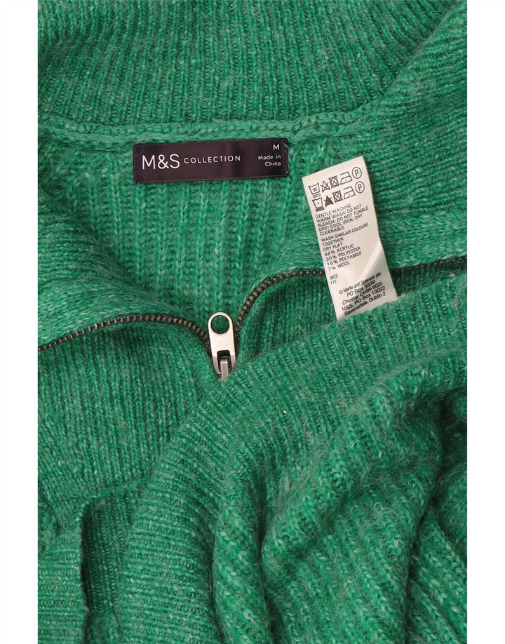 Marks & Spencer Dame sweater med lynlås i halsen UK 14 Medium Grøn Akryl