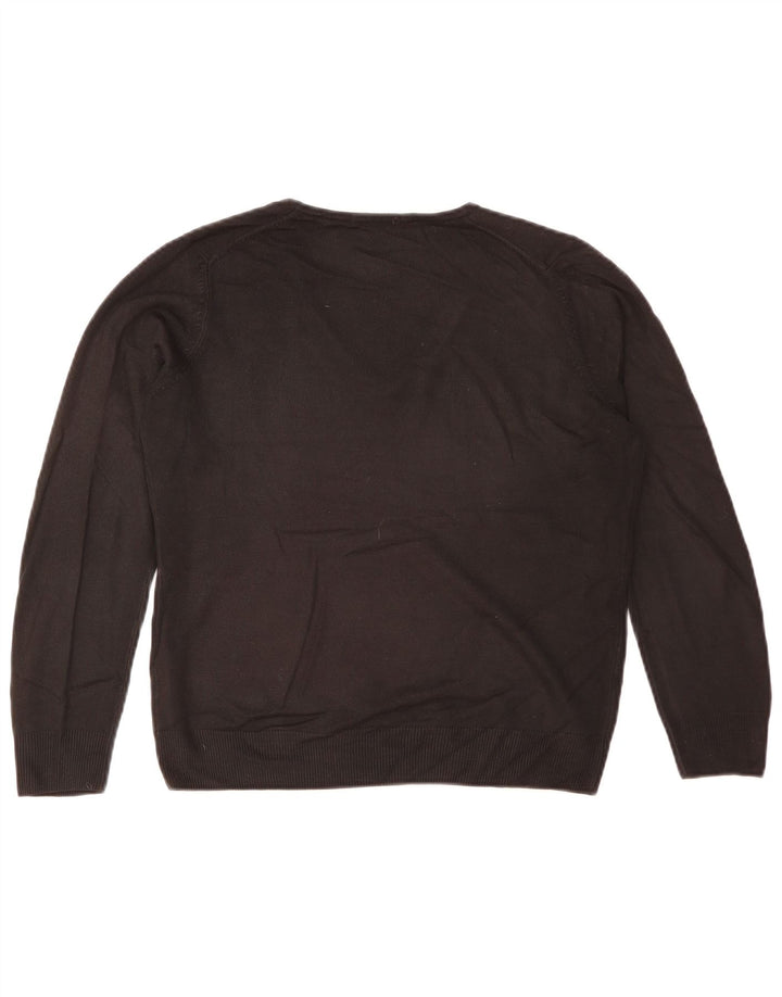 Marks & Spencer Dame V-hals sweater UK 12 Medium Sort Akryl
