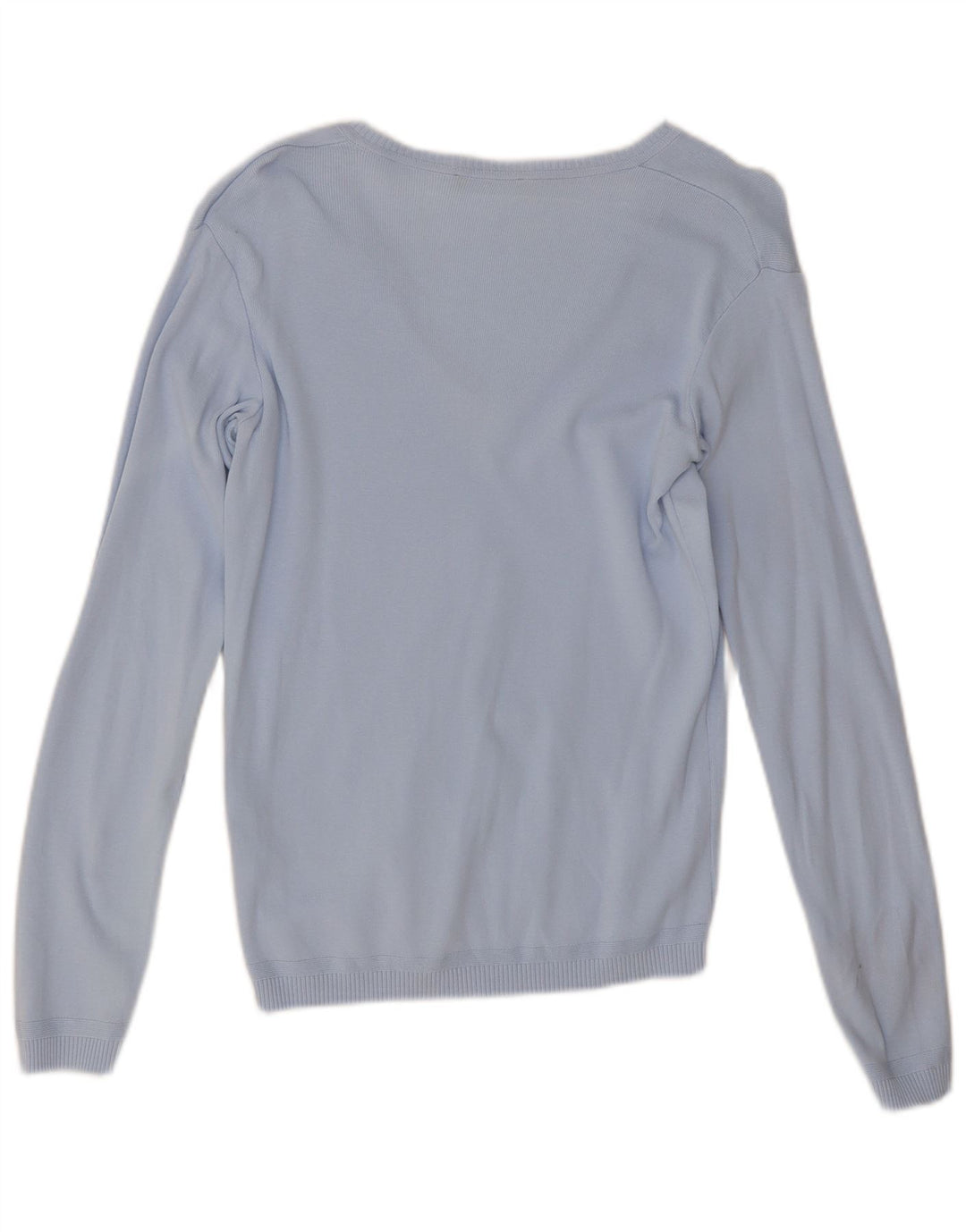 Benetton Dame V-hals sweater UK 12 Medium Blue Bomuld
