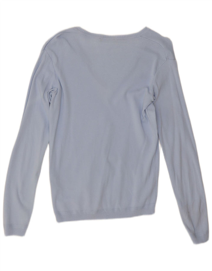Benetton Dame V-hals sweater UK 12 Medium Blue Bomuld