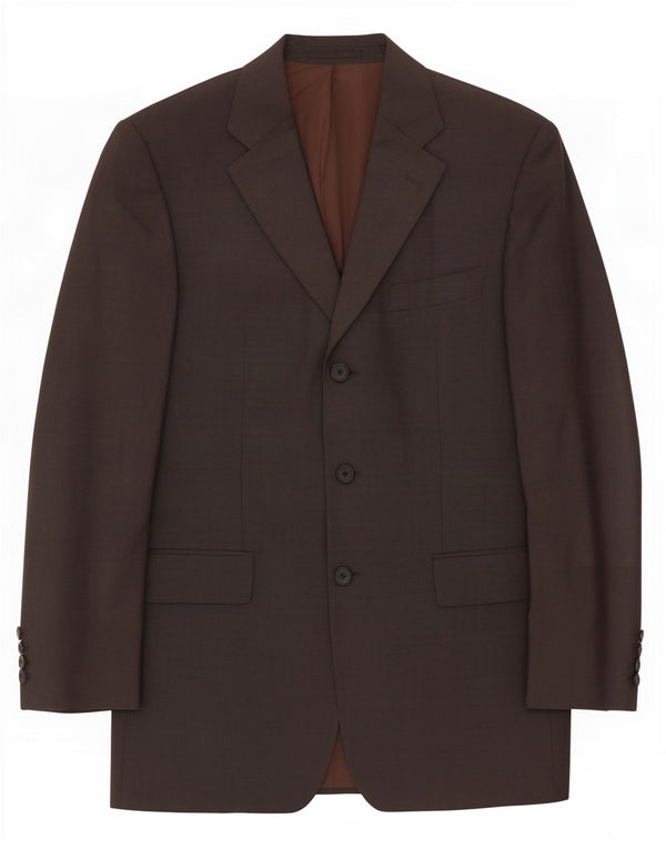 Hugo Boss Herre 3-knaps blazerjakke EU 51 Large Brown Virgin Wool