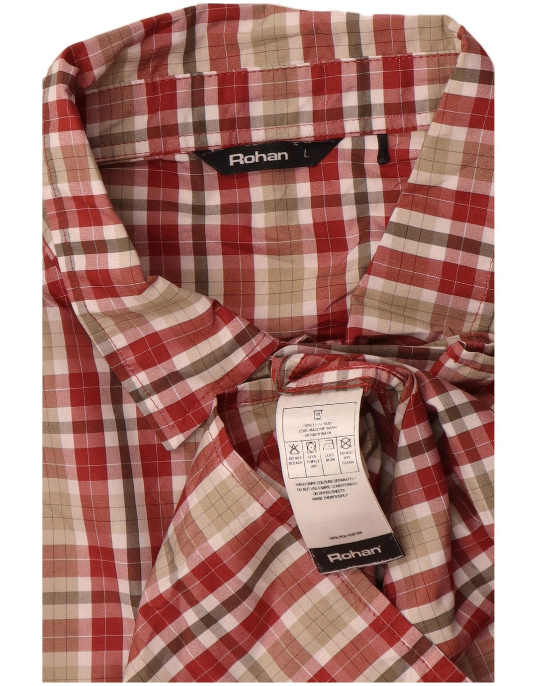 ROHAN Herreskjorte Stor rødternet polyester
